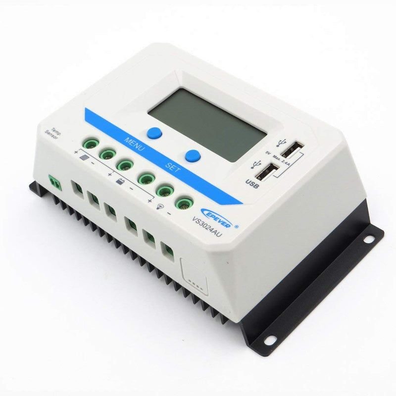 EPEVER PWM Laderegler 30A, VS3024AU Charge Controller,12V/24V Auto work, 30A, 12V/24V mit LCD Dispal