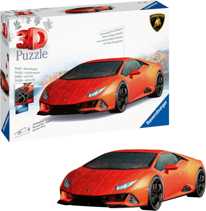 Ravensburger 3D Puzzle 11571 - Lamborghini Huracán EVO - Arancio - Der rassige Supersportwagen als 3