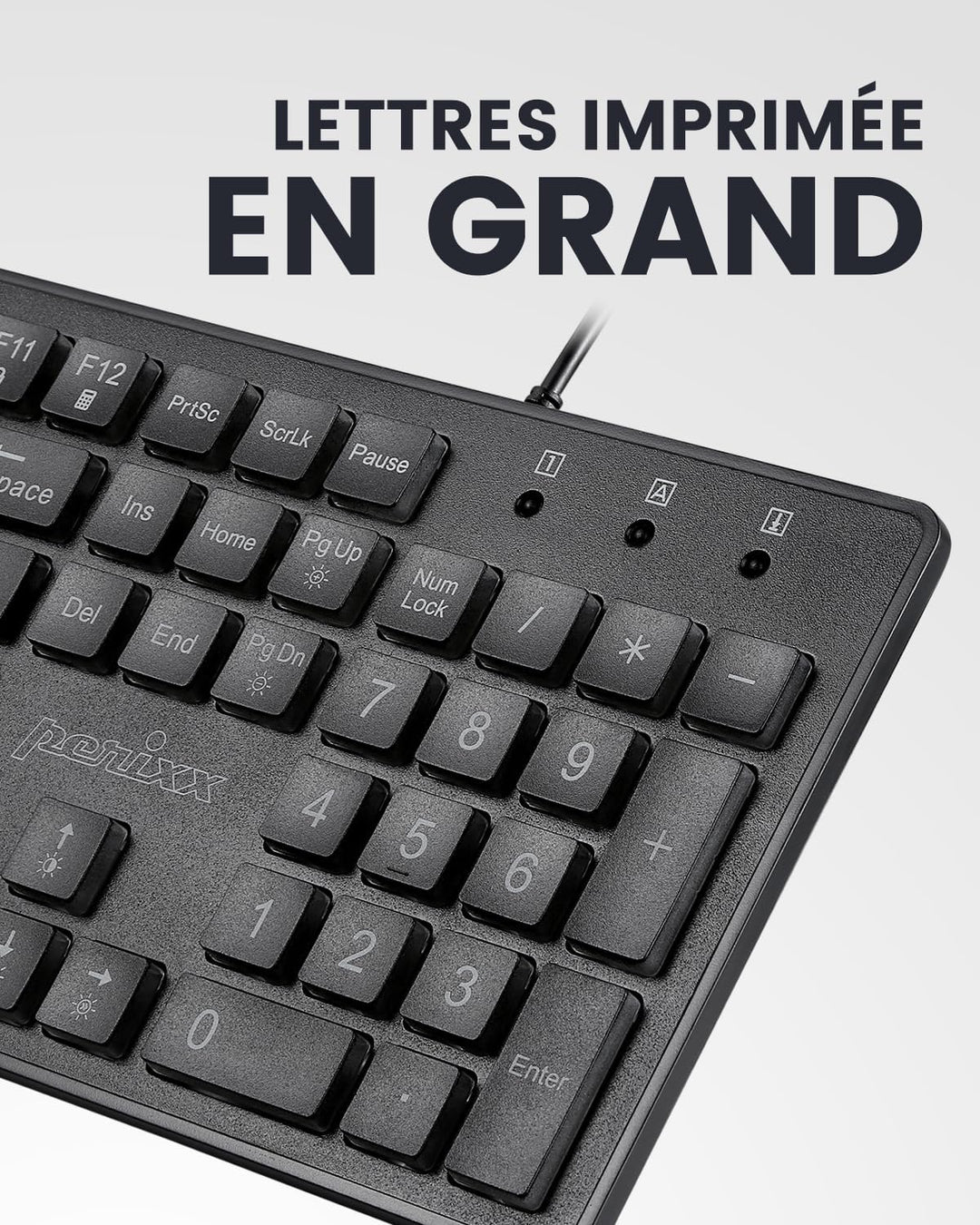 perixx PERIBOARD-317, Tastatur mit Hintergrundbeleuchtung, kabelgebunden, USB, für Windows – Membran