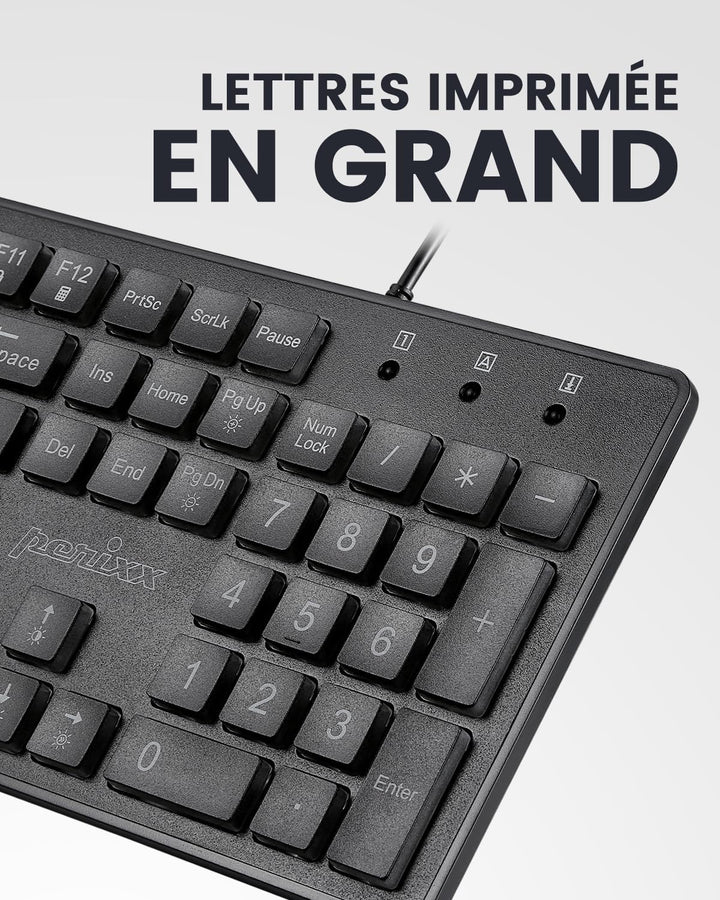 perixx PERIBOARD-317, Tastatur mit Hintergrundbeleuchtung, kabelgebunden, USB, für Windows – Membran
