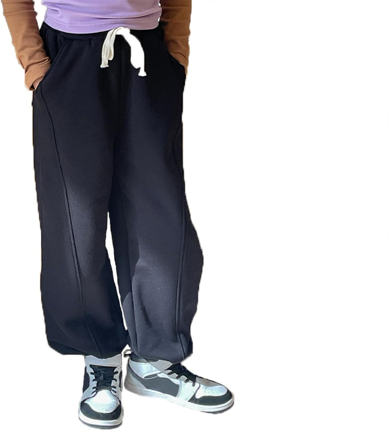 Rolanko Jogging Hose für Mädchen, Baumwoll Fleece Sport Joggers Trainingsanzug mit Mehreren Taschen
