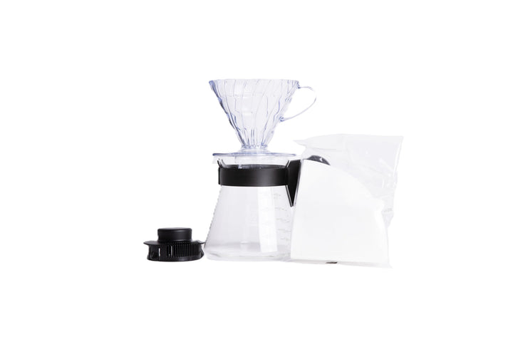 Hario 4977642020955 Einsteigerset Kaffee 4 teilig, Glas, 600 milliliters, schwarz, 17, 3 x 24, 5 x 1
