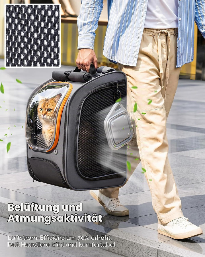 pecute Katzenrucksack Bubble Haustier Rucksack mit Netzfenster, Tragbare und Faltbare Katzentasche,