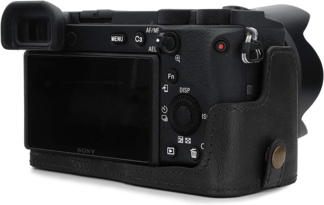 MegaGear MG1807 Ever Ready Kameratasche aus Leder, für Sony Alpha A6600, Schwarz, schwarz