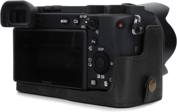 MegaGear MG1807 Ever Ready Kameratasche aus Leder, für Sony Alpha A6600, Schwarz, schwarz