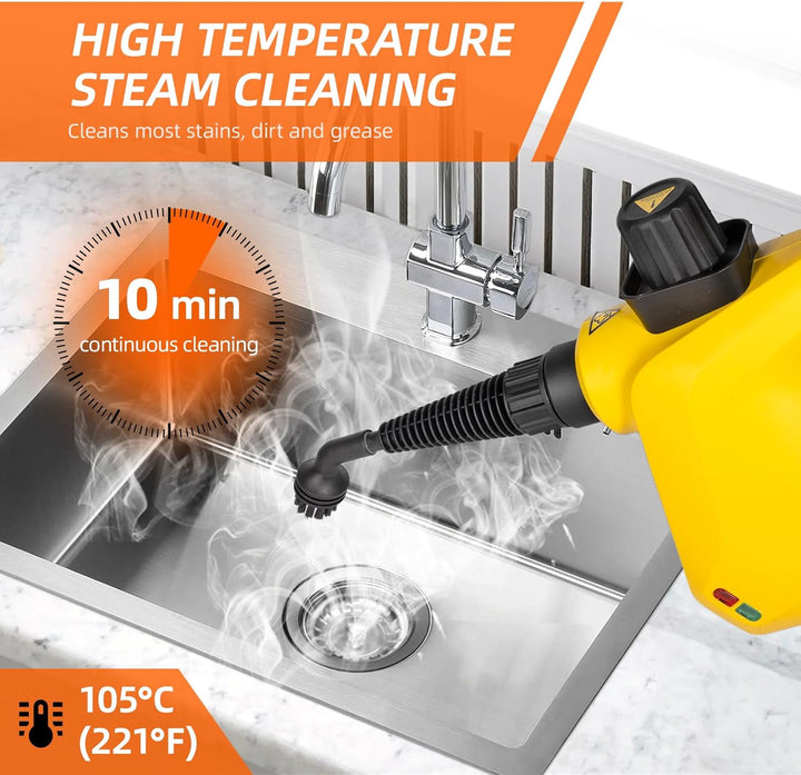Carehabi Dampfreiniger Handgerät 105°C Dampfreiniger für Alles Dampfreiniger 250 ml Wassertank 10 Zu