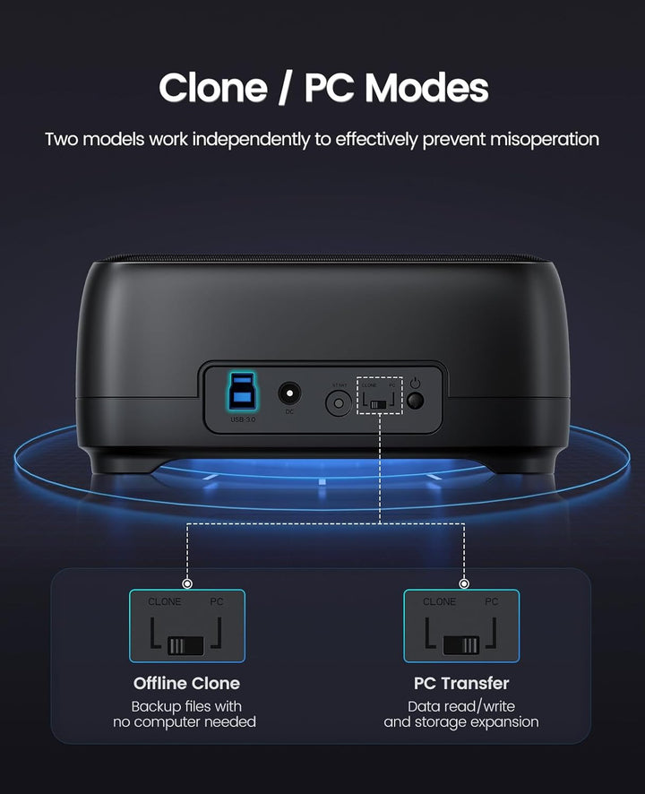 ORICO Offline-Klonen 3,5 Zoll Festplatten Dockingstation,Dualschacht USB 3.0 HDD Docking Station für