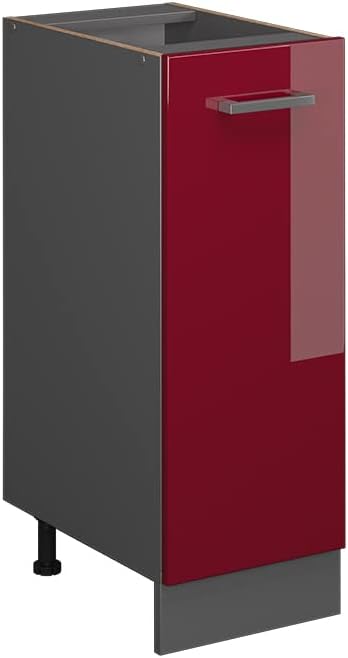 Vicco Apothekerschrank R-Line, Bordeaux Hochglanz/Anthrazit, 30 cm ohne Arbeitsplatte Bordeaux Hochg