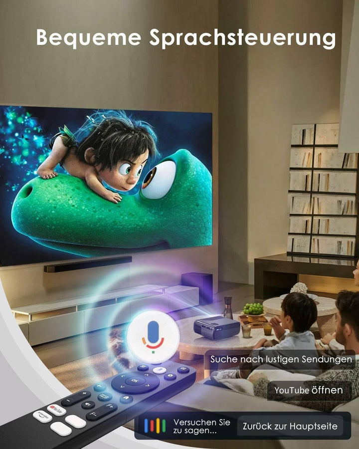 4K Beamer Tragbar Smart APP Zertifiziert Android OS Projektors mit Voice Assistant WiFi 6 Bluetooth5