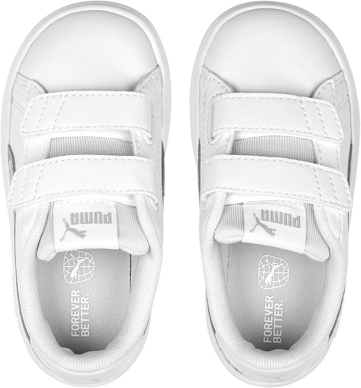 PUMA Unisex Baby Smash V2 Metallics V Inf Sneaker 23 EU Puma White Glacial Gray Puma Silver, 23 EU P