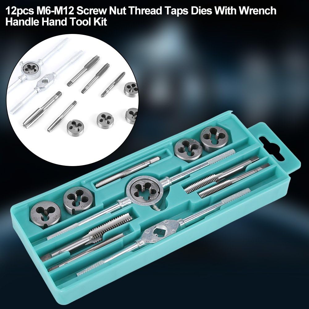 Gewindeschneider Gewindebohrer Set Schraubenschlüssel M6 M7 M8 M10 M12 Matrizen Handwerkzeugsatz für