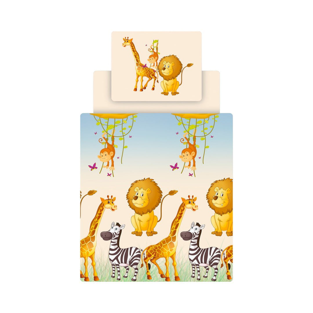 Ticaa Kinder Bettwäsche Set inkl. Spannbettlaken Safari Mehrfarbig, Mehrfarbig