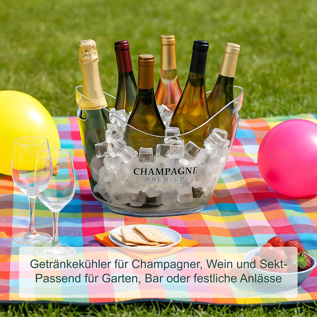 Relaxdays Eiseimer, Getränkeschale mit Griffen, 8 l, Flaschenkühler für Sekt, Champagner & Wein, Kun