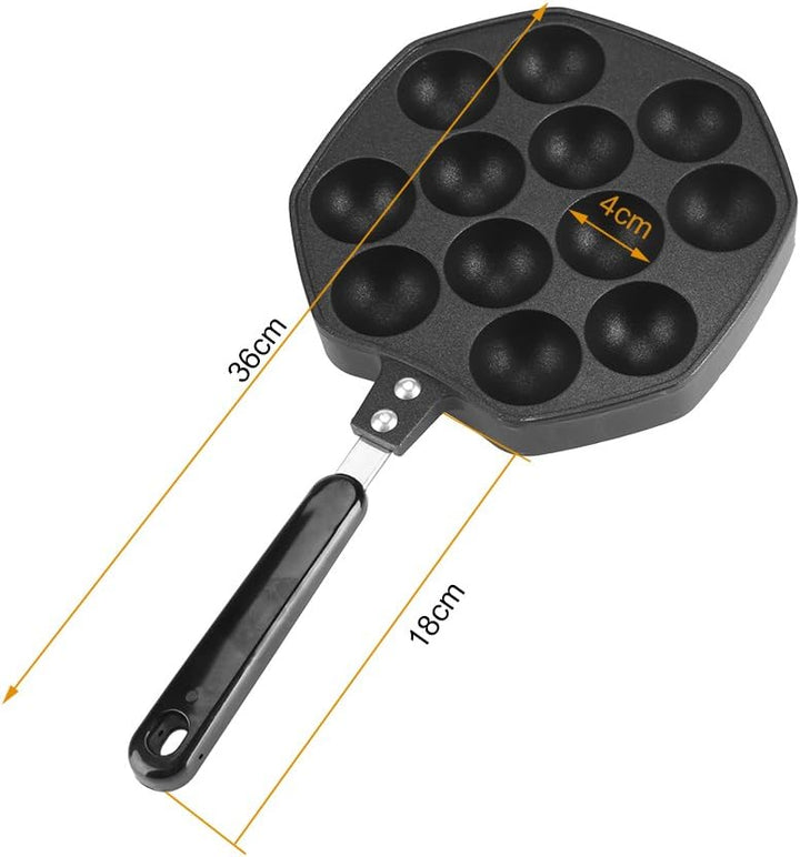 Takoyaki Pan, Asixx 12 Vertiefungen Aluminium Antihaft-Takoyaki Grill Pan Plate Octopus Ball/Pancake