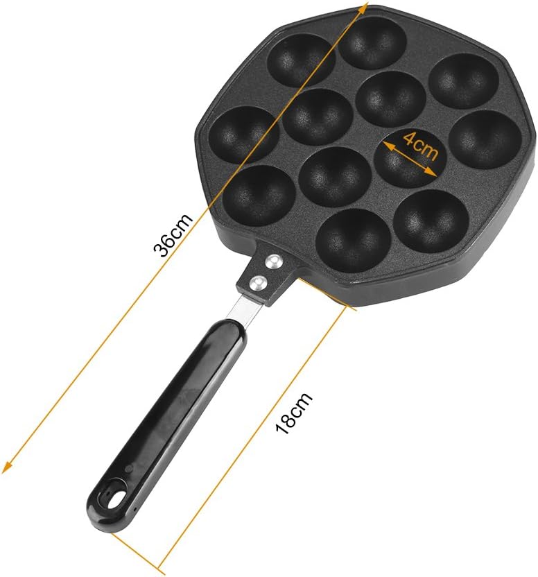 Takoyaki Pan, Asixx 12 Vertiefungen Aluminium Antihaft-Takoyaki Grill Pan Plate Octopus Ball/Pancake
