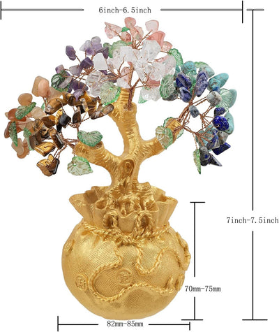 Nupuyai 7 Chakren Steine Kristall Baum Feng Shui Edelstein Baum, Glücksbaum, Geldbaum Geschenk, Hoch
