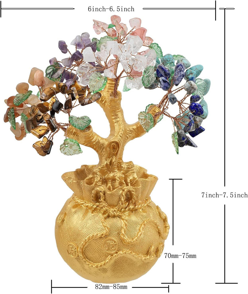 Nupuyai 7 Chakren Steine Kristall Baum Feng Shui Edelstein Baum, Glücksbaum, Geldbaum Geschenk, Hoch