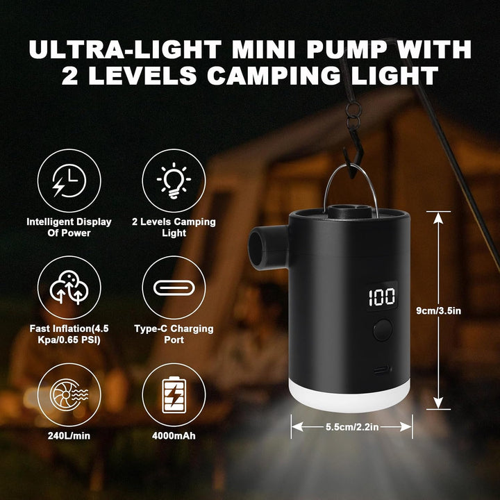 Elektrische Luftpumpe Pumpe Akku: Minipumpe Wiederaufladbare Batterie leicht und ultraschnell aufbla