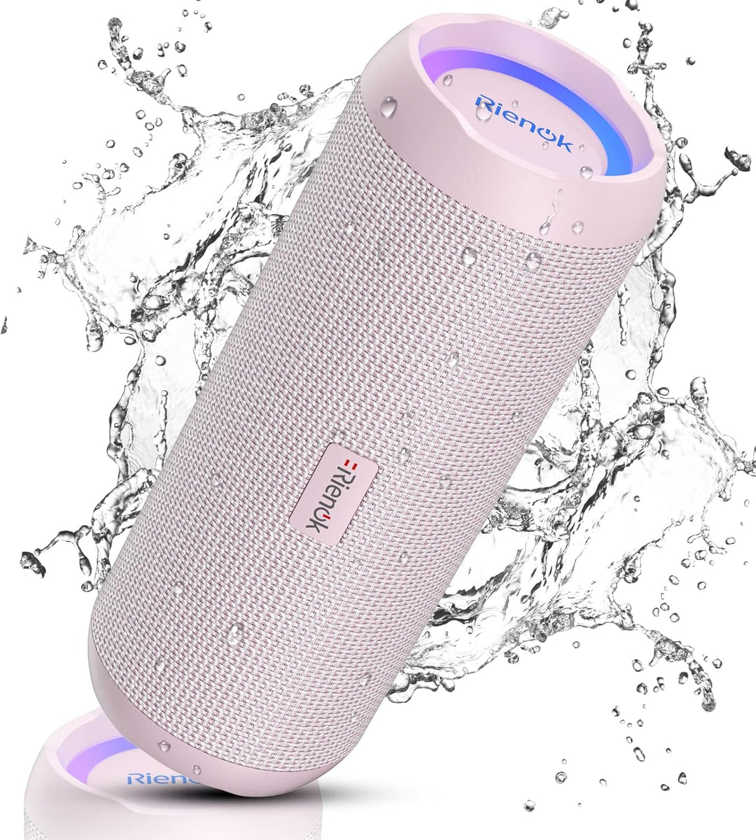 RIENOK Bluetooth Lautsprecher mit Licht Bluetooth 5.3 Musikbox Bass Kabellos Box mit IPX7 wasserdich