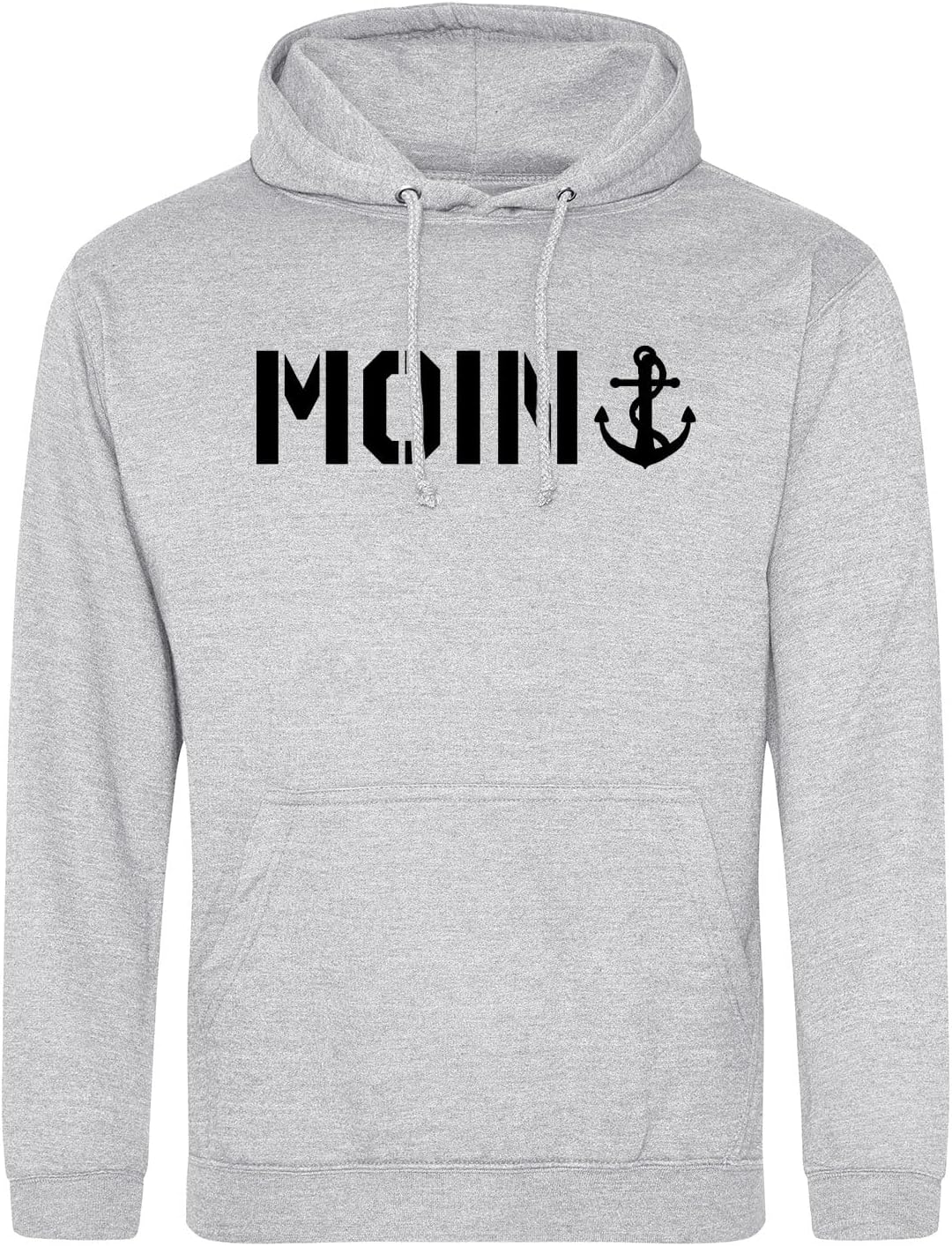 huuraa Unisex Hoodie Moin Anker Schriftzug Pullover Vegan Grösse S Heather Grey mit Motiv für Nordli