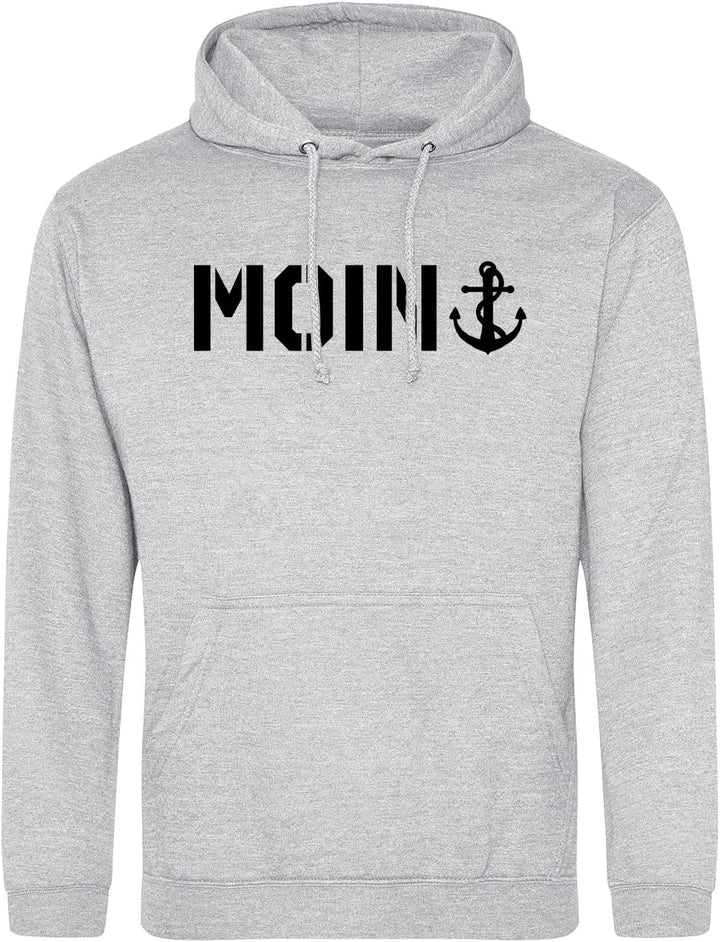 huuraa Unisex Hoodie Moin Anker Schriftzug Pullover Vegan Grösse S Heather Grey mit Motiv für Nordli