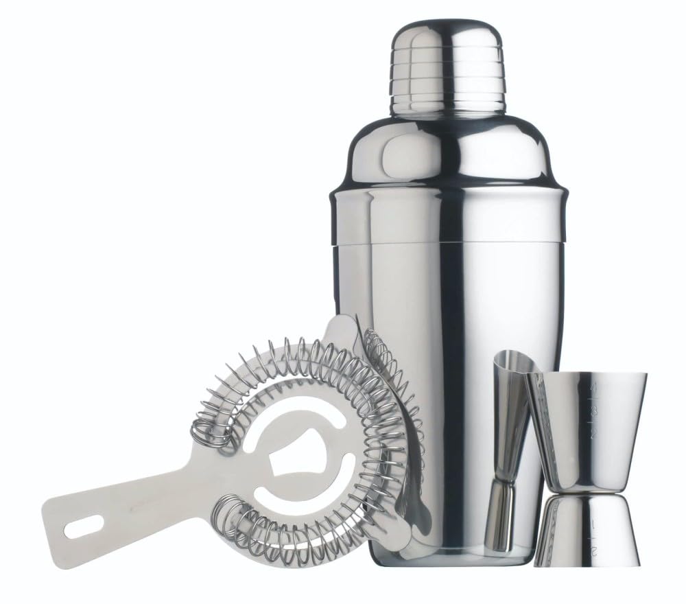 BAR CRAFT Cocktail-Set Edelstahl in Silber 3-teilig, 12 x 17 x 22 cm, 3-Einheiten