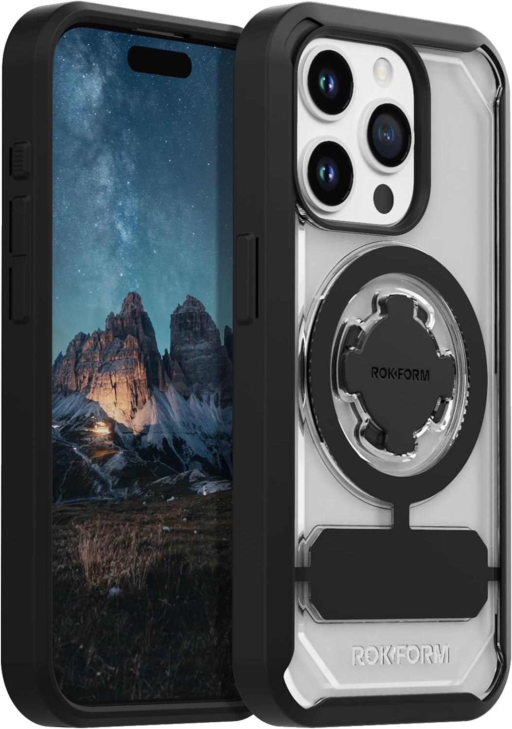 Rokform - iPhone 15 Pro Hülle, Crystal Series, magnetische klare iPhone 15 Pro Hülle mit RokLock Dre