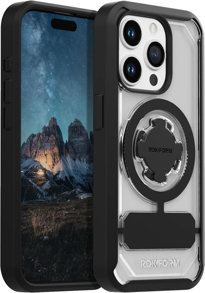 Rokform - iPhone 15 Pro Hülle, Crystal Series, magnetische klare iPhone 15 Pro Hülle mit RokLock Dre