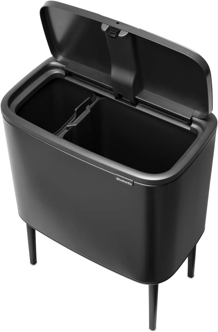 Brabantia Bo Touch Bin für die Küche 23+11 l – Zwei Fächer | Soft-Touch-Abfalltrennung mit Inneneime