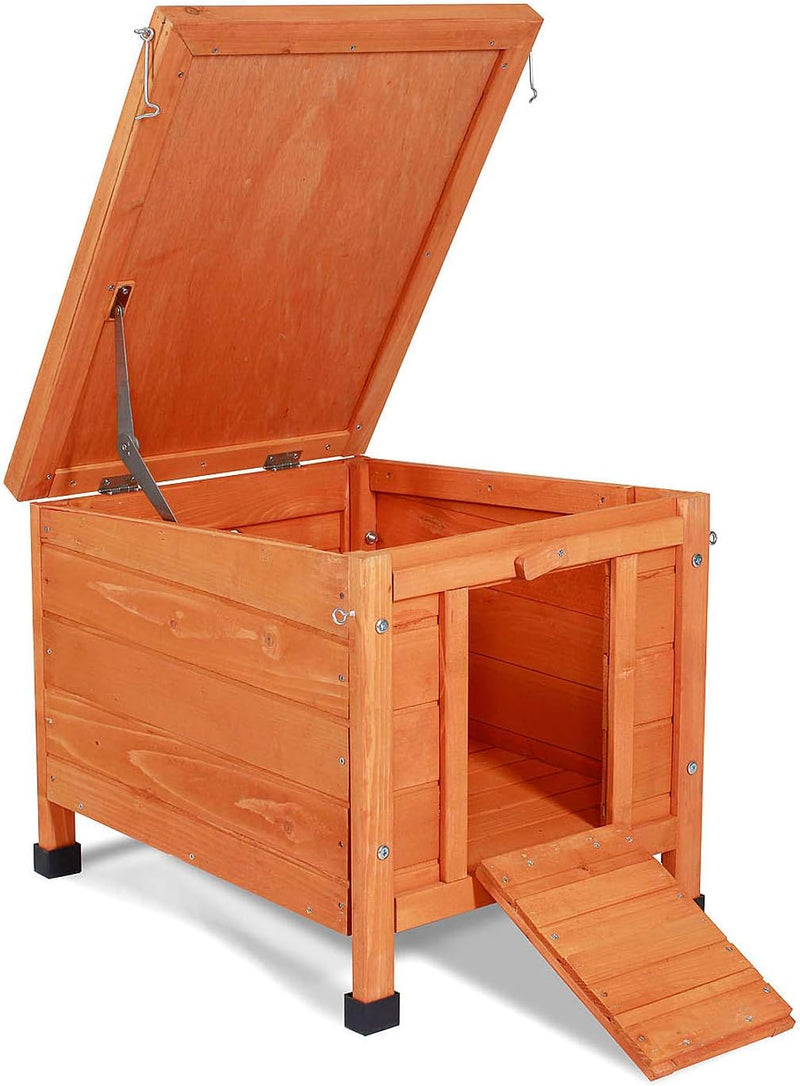 lionto Kaninchenstall aus Holz Kleintierhaus Outdoor Tierstall 43x43x52