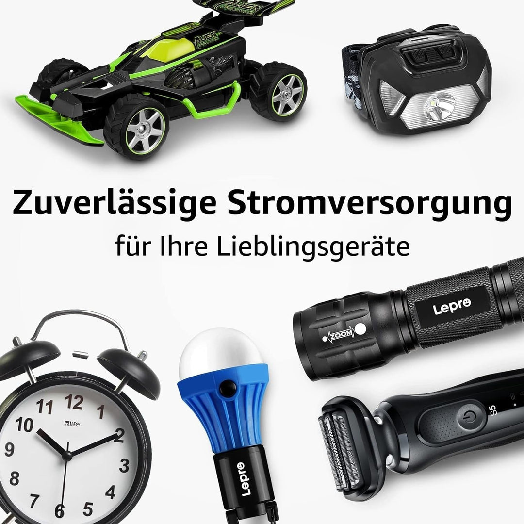 Lepro AAA-Batterien, 100 Stück, 1200mAh, 3-in-1-Alkalibatterien, 1,5Volt, auslaufsicher, korrosionsb