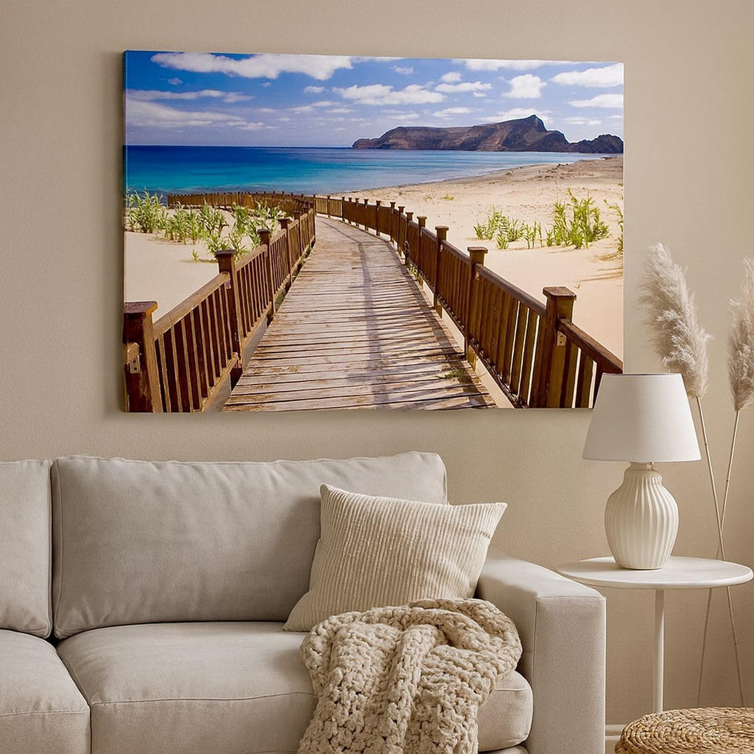 ARTTOR Bilder auf Leinwand 100x70cm Leinwandbild Ozean Strand Sand Ufer Gross Wanddeko Bild Schlafzi