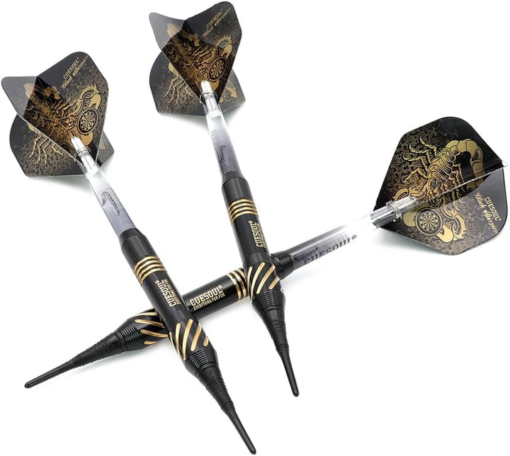 Cuesoul 16 Grams Deluxe Soft Tip Darts Set with Luxury Case（Black Scorpion Series） HX-STL-B2305+D602