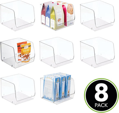 mDesign 8er-Set Aufbewahrungsbox für den Küchenschrank oder die Vorratskammer – stapelbare Küchen Ab