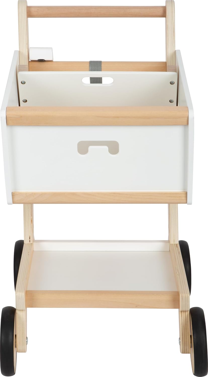 Small Foot Einkaufswagen Fresh aus Holz, Zubehör für den Kaufladen und Supermarkt, Rollenspielzeug a