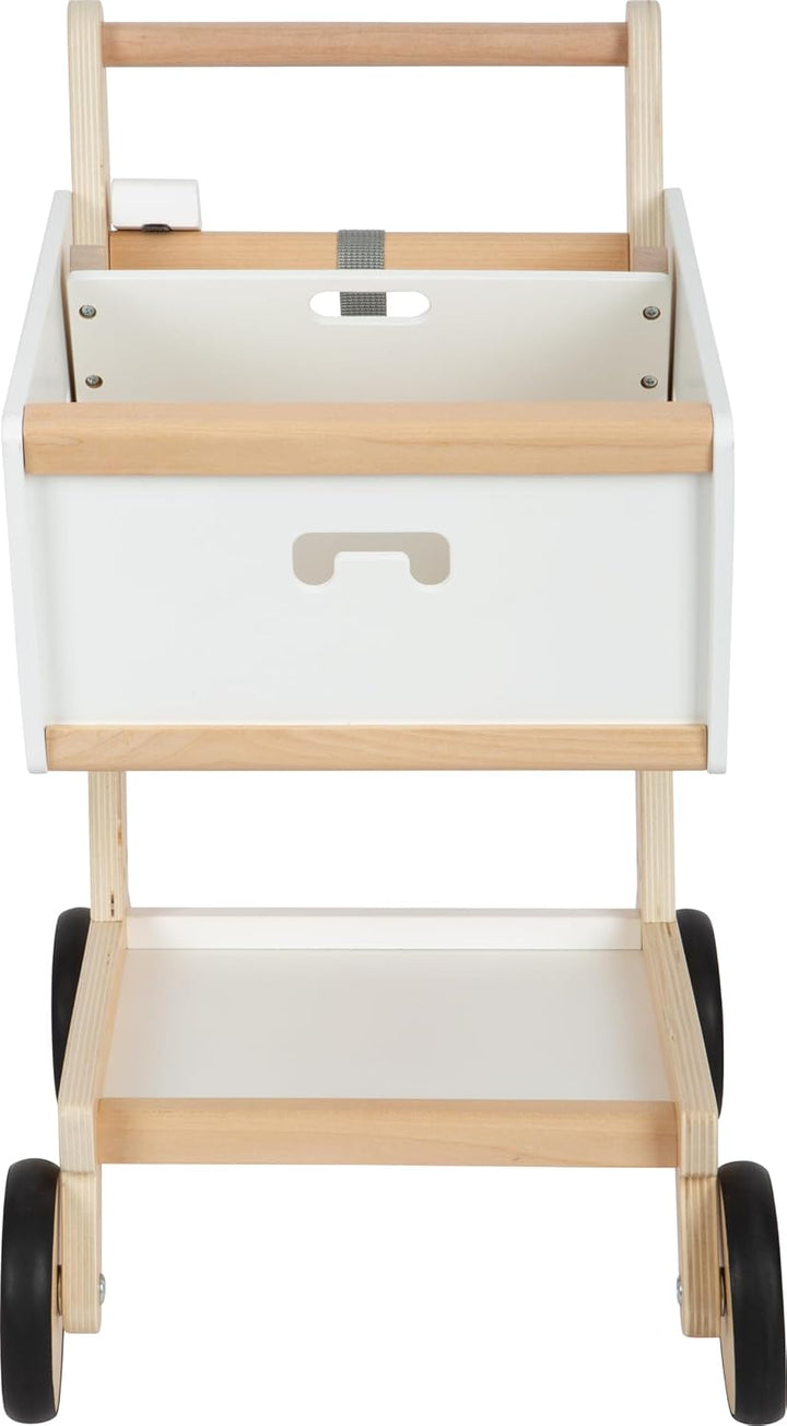 Small Foot Einkaufswagen Fresh aus Holz, Zubehör für den Kaufladen und Supermarkt, Rollenspielzeug a