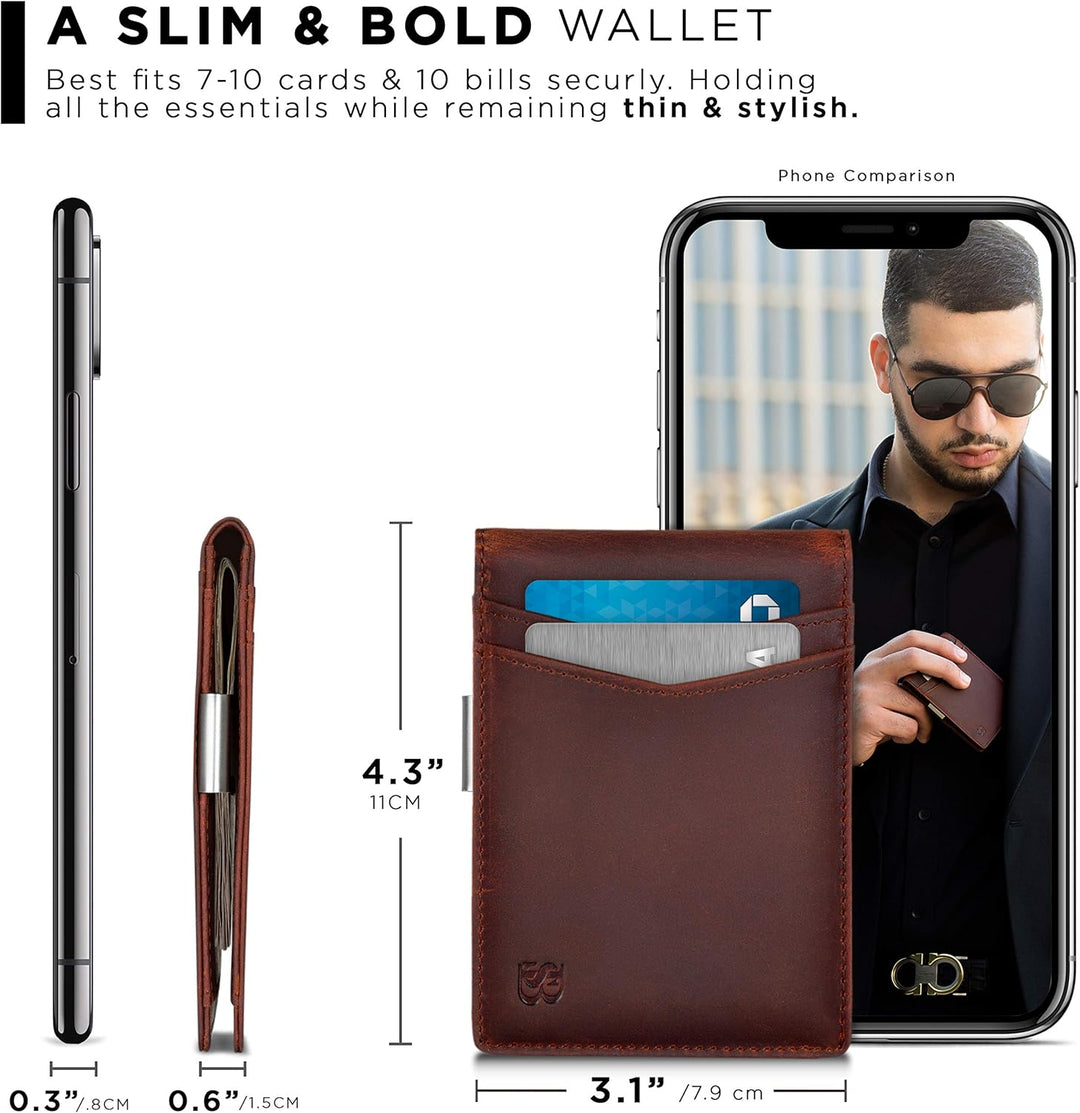 SERMAN Brands börse mit Klammer â€“ Herren-Geldbörsen, schmale Vordertasche, RFID-blockierender Kart