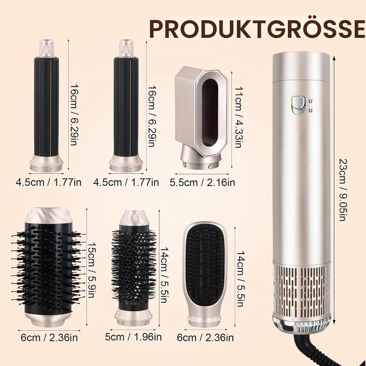 Litinliv 6 In 1 Lockenstab,Hairstyler 6 in 1 Hair Styler set,Lockenstab Warmluft Curler,1000W Haarst