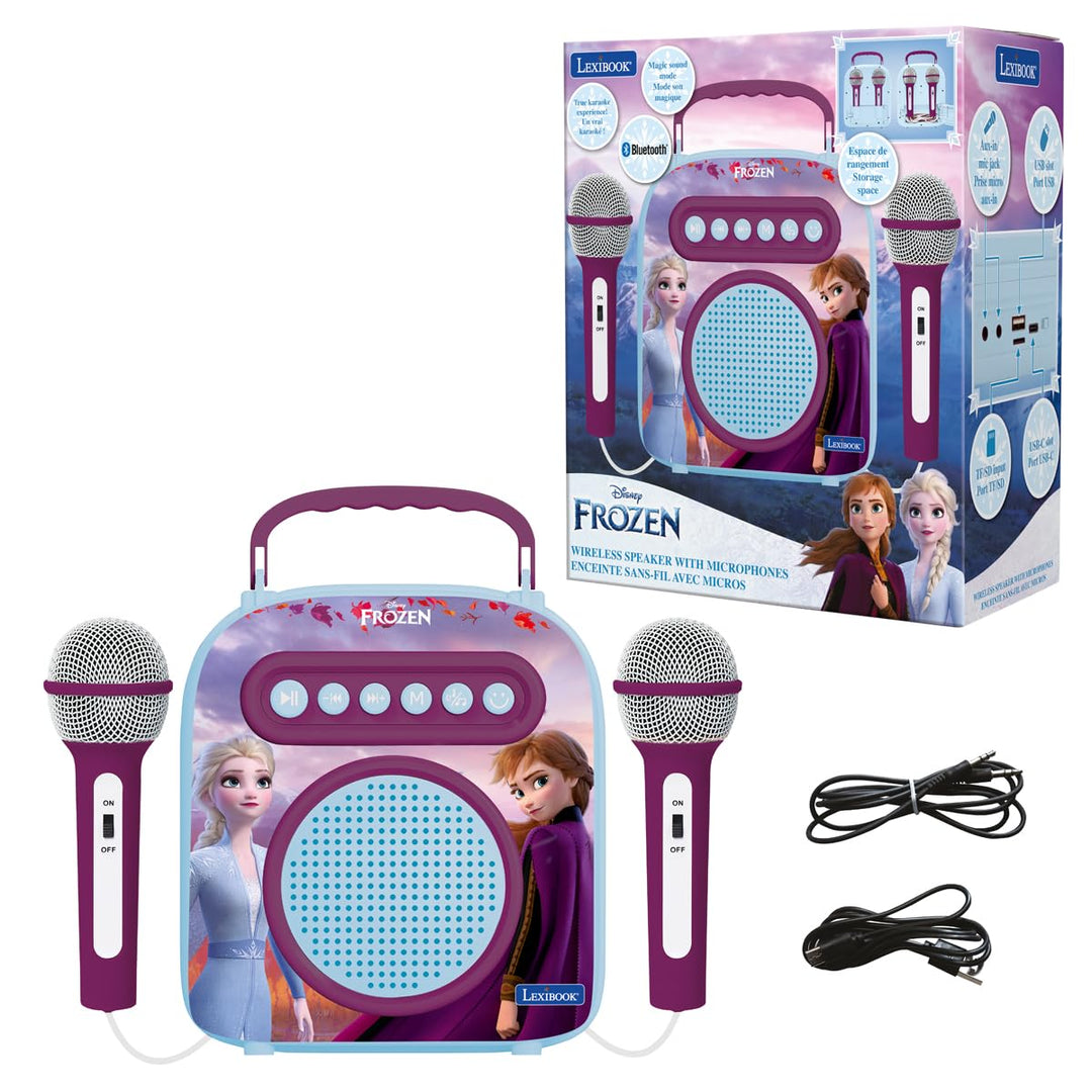 Lexibook BTC050FZ Frozen 2, Anna &amp; ELSA, Mein geheimes tragbares Lautsprecher mit Mikrofon, Karaoke-