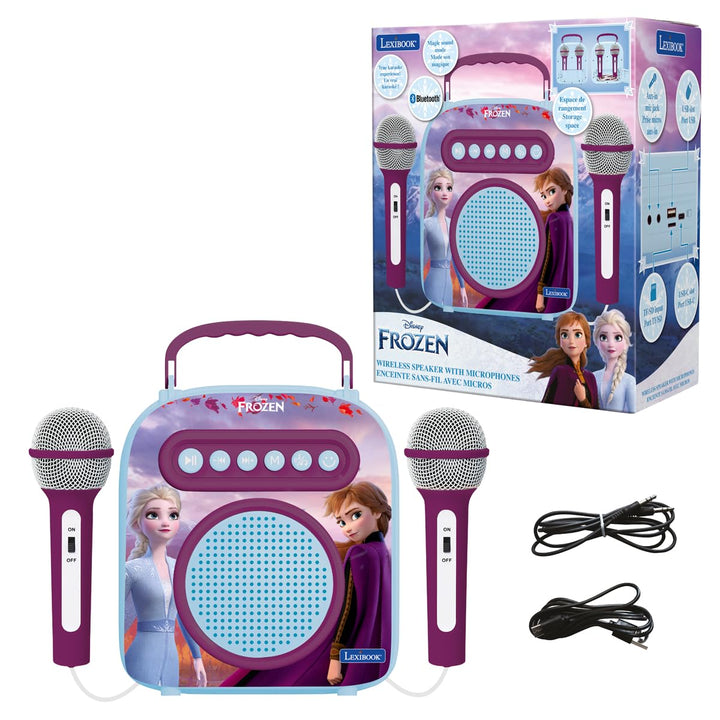 Lexibook BTC050FZ Frozen 2, Anna &amp; ELSA, Mein geheimes tragbares Lautsprecher mit Mikrofon, Karaoke-