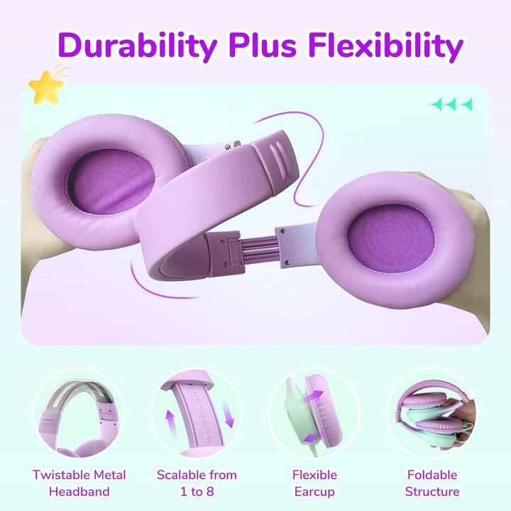 EarFun Kinder Kopfhörer, Over-Ear Kopfhörer für Kinder mit Kabel, 85/94dB Lautstärkenbegrenzer, Falt