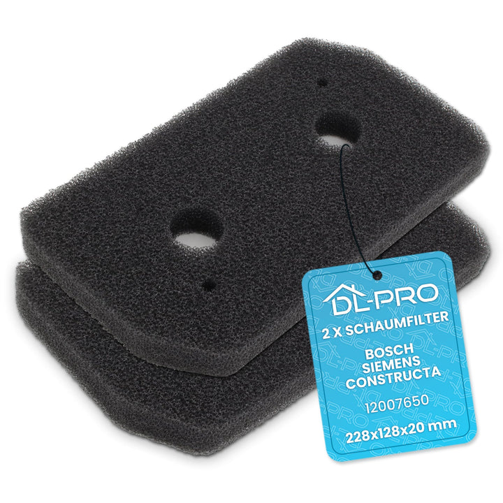 2 x DL-pro Schaumfilter 228x128mm für Bosch Siemens 12007650 Sockelfilter Filter für Trockner Wascht