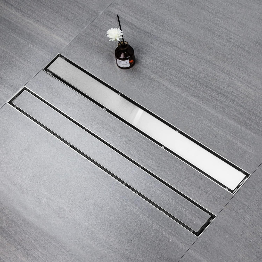 Duschrinne 30 cm, Befliesbar Duschrinne extra flach, Edelstahl | Edelstahl Bodenablauf Komplettset m