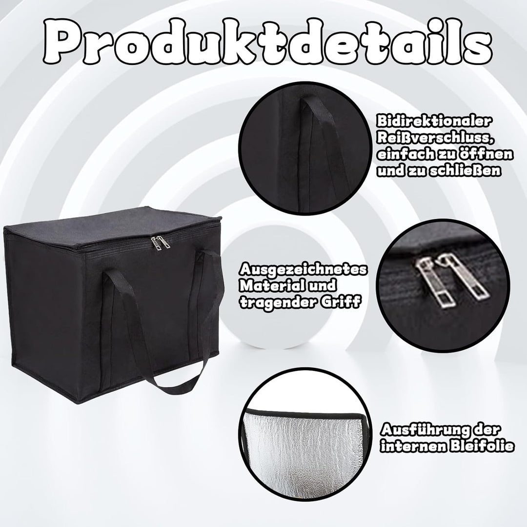 2 Stück Isolierte Kühltasche 35L Faltbar, Wiederverwendbar, Auslaufsicher & Wasserdicht Picknicktasc