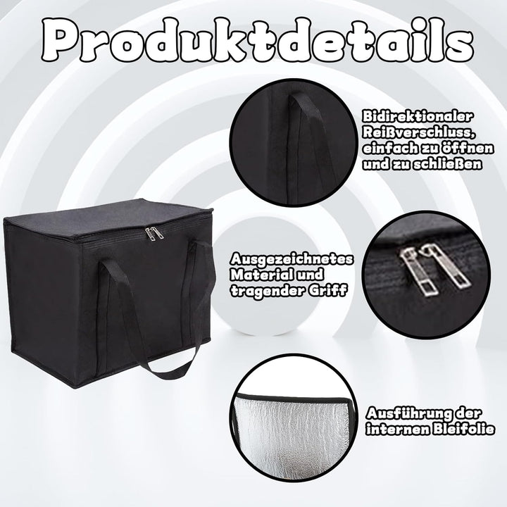 2 Stück Isolierte Kühltasche 35L Faltbar, Wiederverwendbar, Auslaufsicher & Wasserdicht Picknicktasc