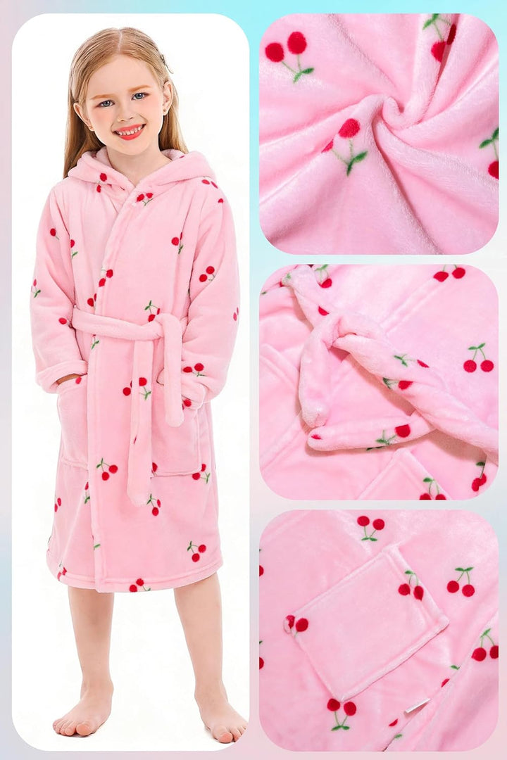XINNE Unisex Baby Korallen Fleece mit Kapuze Morgenmantel Bademantel Jungen Mädchen Kleinkinder Pyja