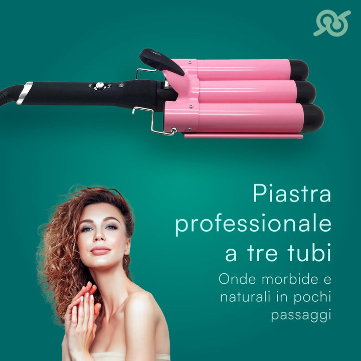 TEMPO DI SALDI Professioneller Haarglätter mit 3 Zweigen, Lockenstab mit 3 Wellen