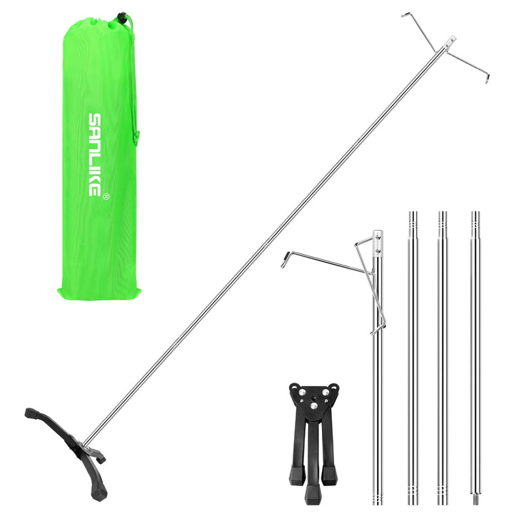 SAN LIKE Camping-Laternenständer mit Stativhalterung, Klappbarer Camping Lampenmast mit Haken, Tragb