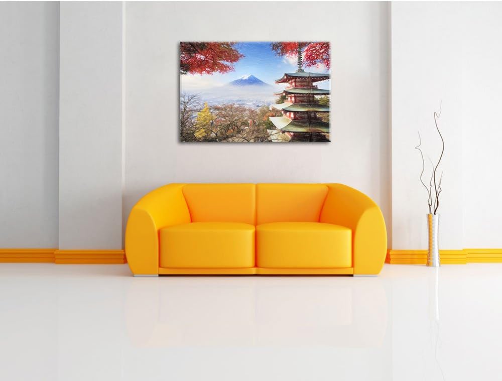 Pixxprint Japanischer Tempel im Herbst als Leinwandbild/Grösse: 100x70 cm/Wandbild/Kunstdruck/fertig