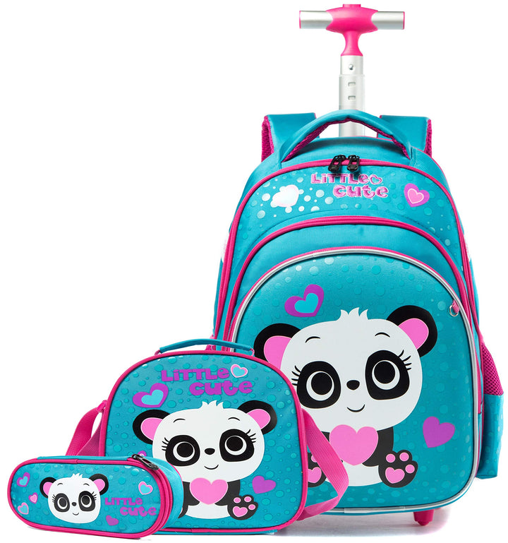 HTgroce Einhorn Schulranzen Rucksack Trolley mit 2 Rollen für Kinder Mädchen,Schulranzen mit Rollen